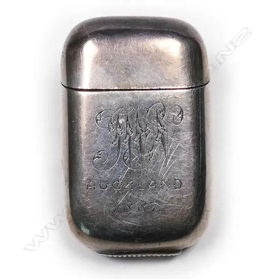 A New Zealand silver vesta case 1887,
